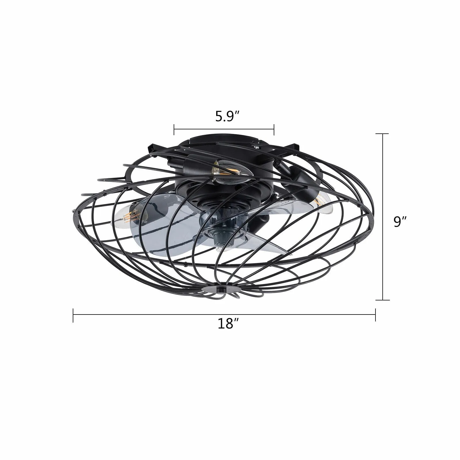 18' Industrial Rustic Ceiling Fan Pandent With Cage Light With Remote Control NEW