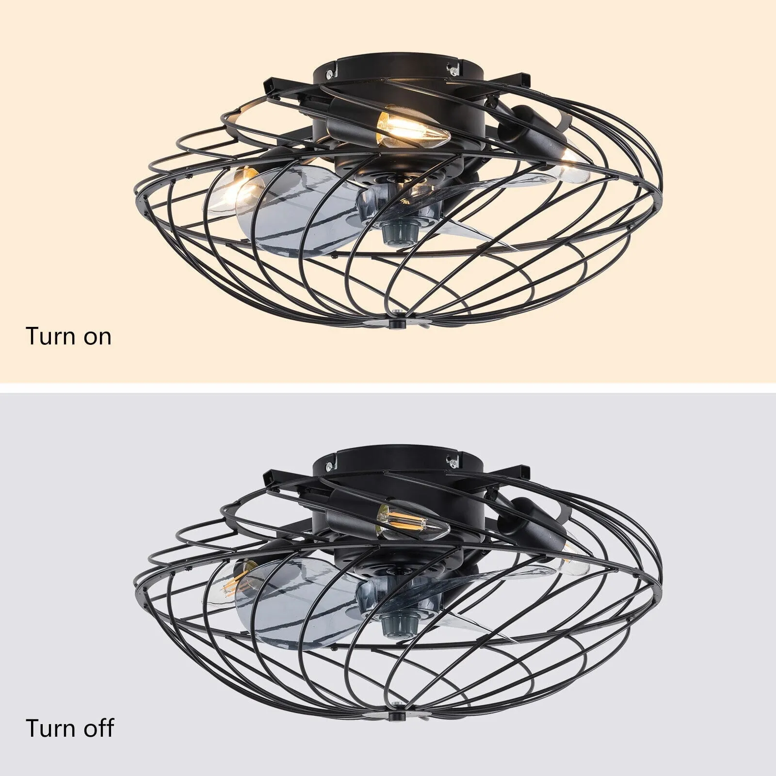 18' Industrial Rustic Ceiling Fan Pandent With Cage Light With Remote Control NEW