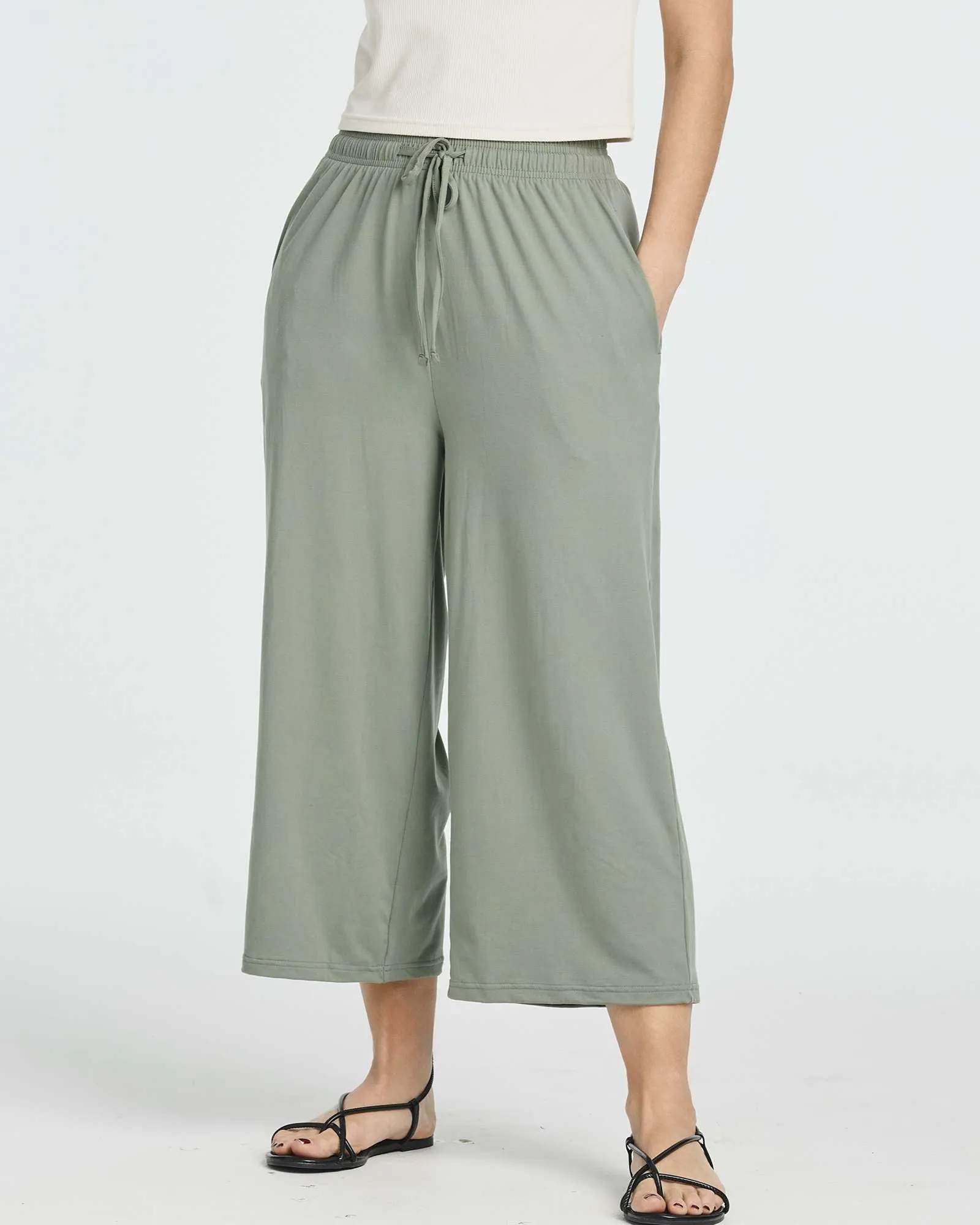 3 Pack: Women's Ultra-Soft Wide Leg Capri Pants