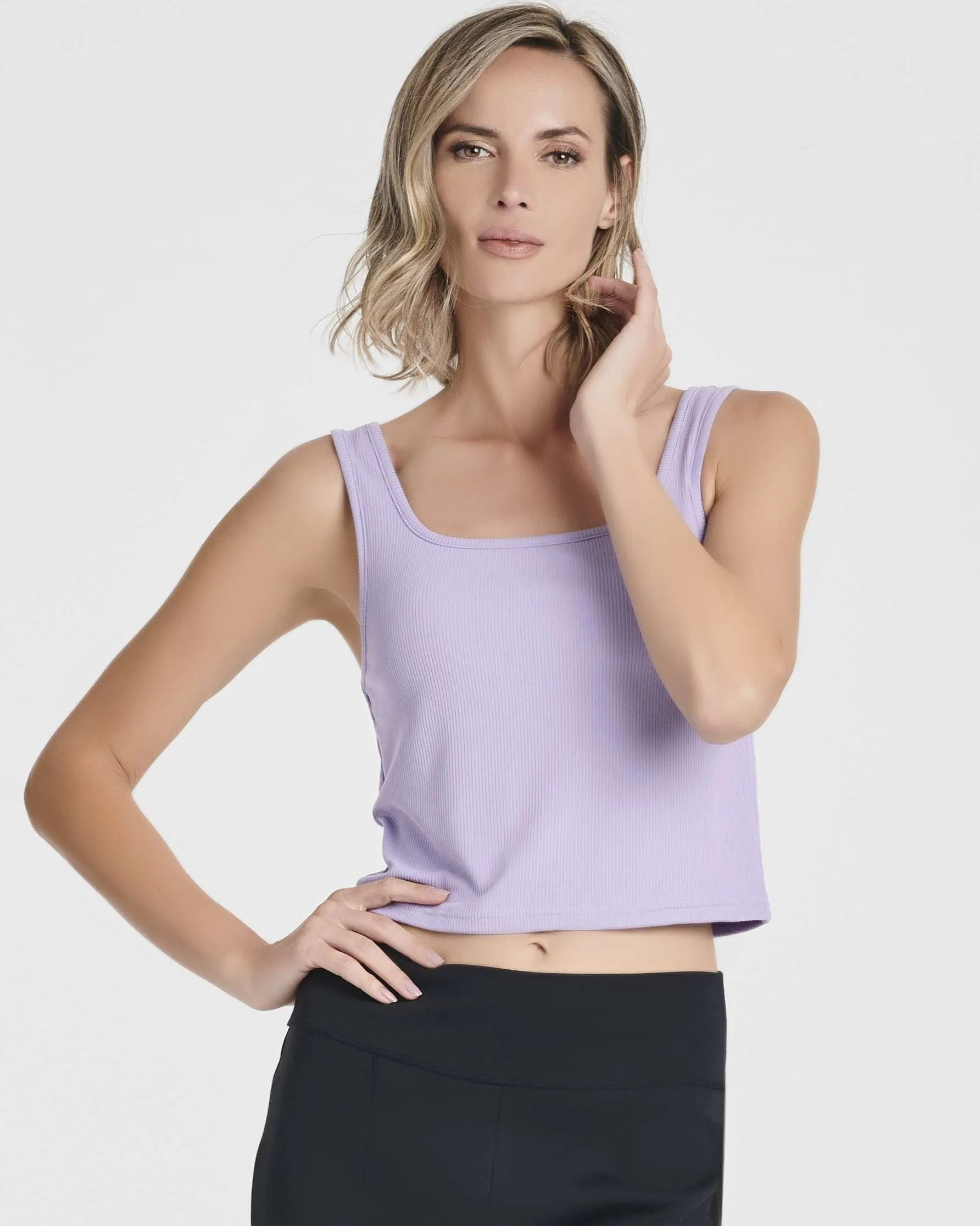 5 Pack: Women's Soft Knit Ribbed Cropped Tank Top