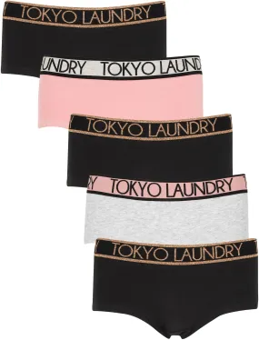 Alexis (5 Pack) Assorted Hipster Briefs In Black / Blush / Light Grey Marl - Tokyo Laundry