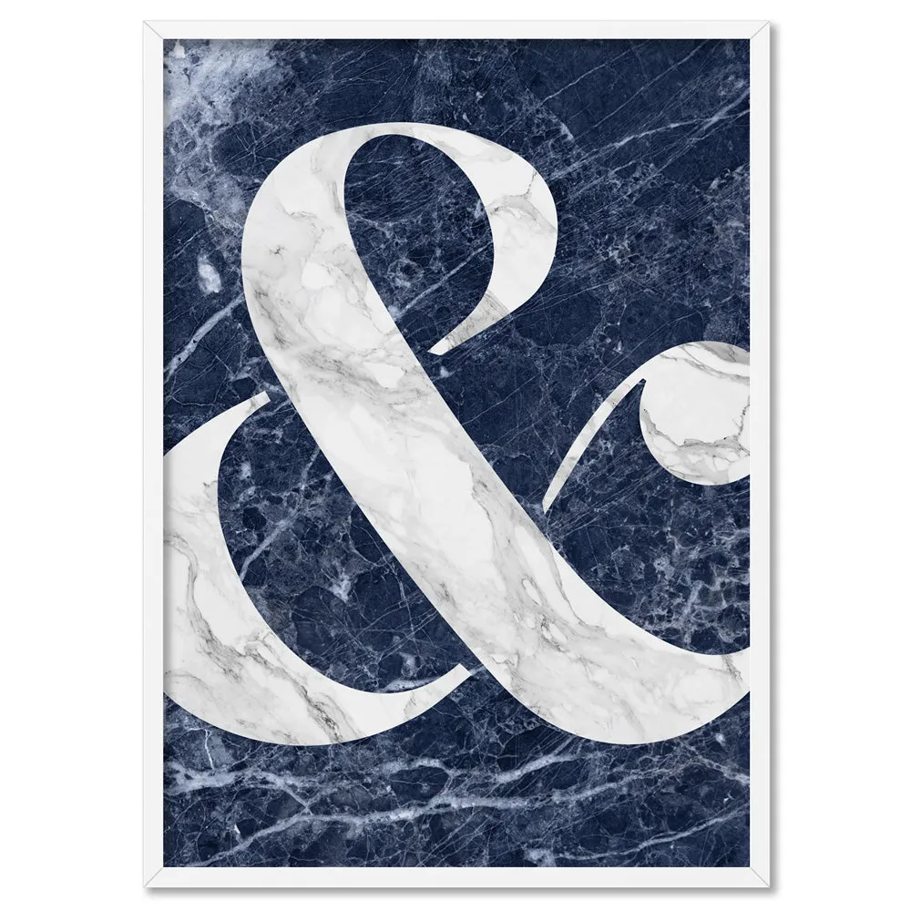 Ampersand in Navy Marble - Art Print