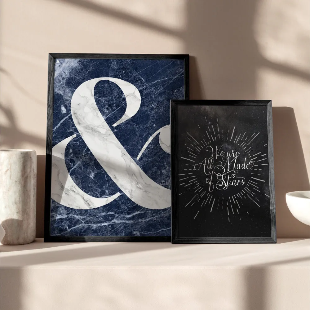 Ampersand in Navy Marble - Art Print