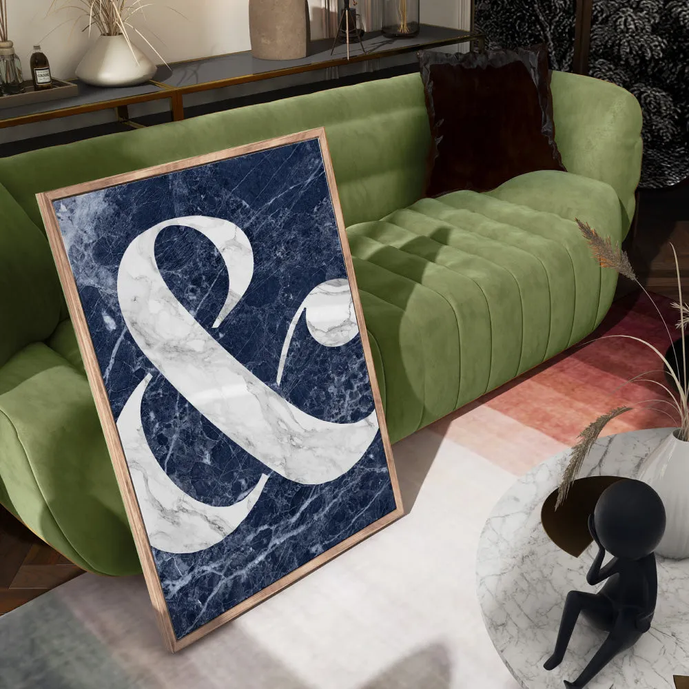Ampersand in Navy Marble - Art Print