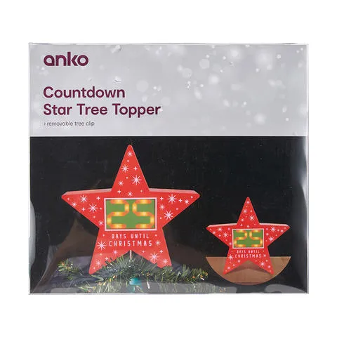 Anko Festive Countdown Star Tree Topper with Digital Display