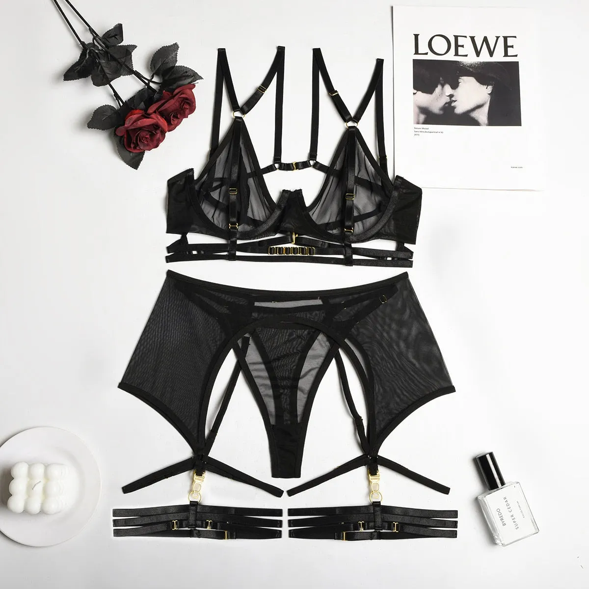 BerriesJam - 2024 Sexy Thongs Fancy Bra Erotic Set