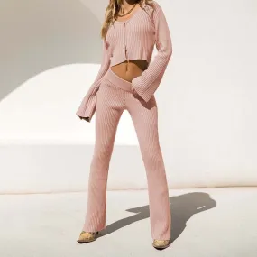 BerriesJam - 2024Pure Pink Knitted Zipper Loungewear