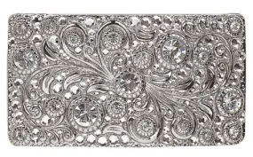 Blazin' Roxx Scroll Silver Crystals Rectangle Belt Buckle