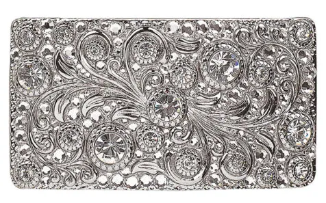 Blazin' Roxx Scroll Silver Crystals Rectangle Belt Buckle