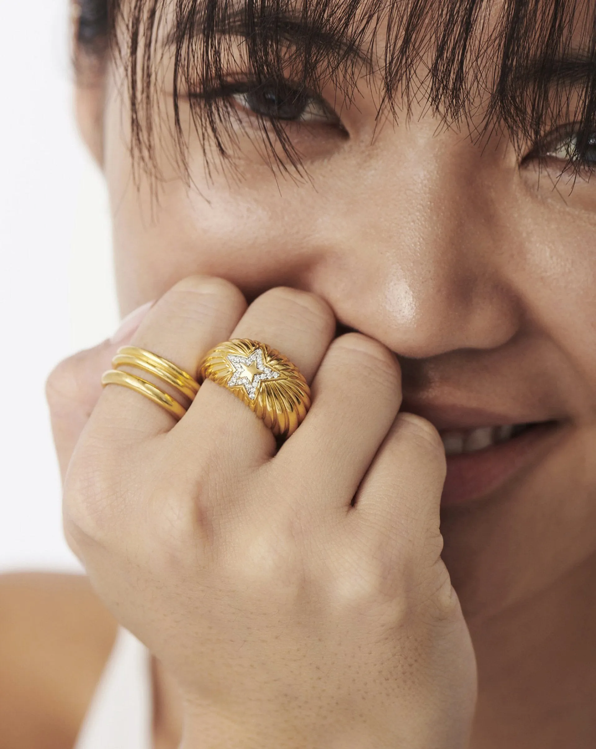 Celestial Ridge Pave Star Dome Ring | 18k Gold Vermeil/Cubic Zirconia
