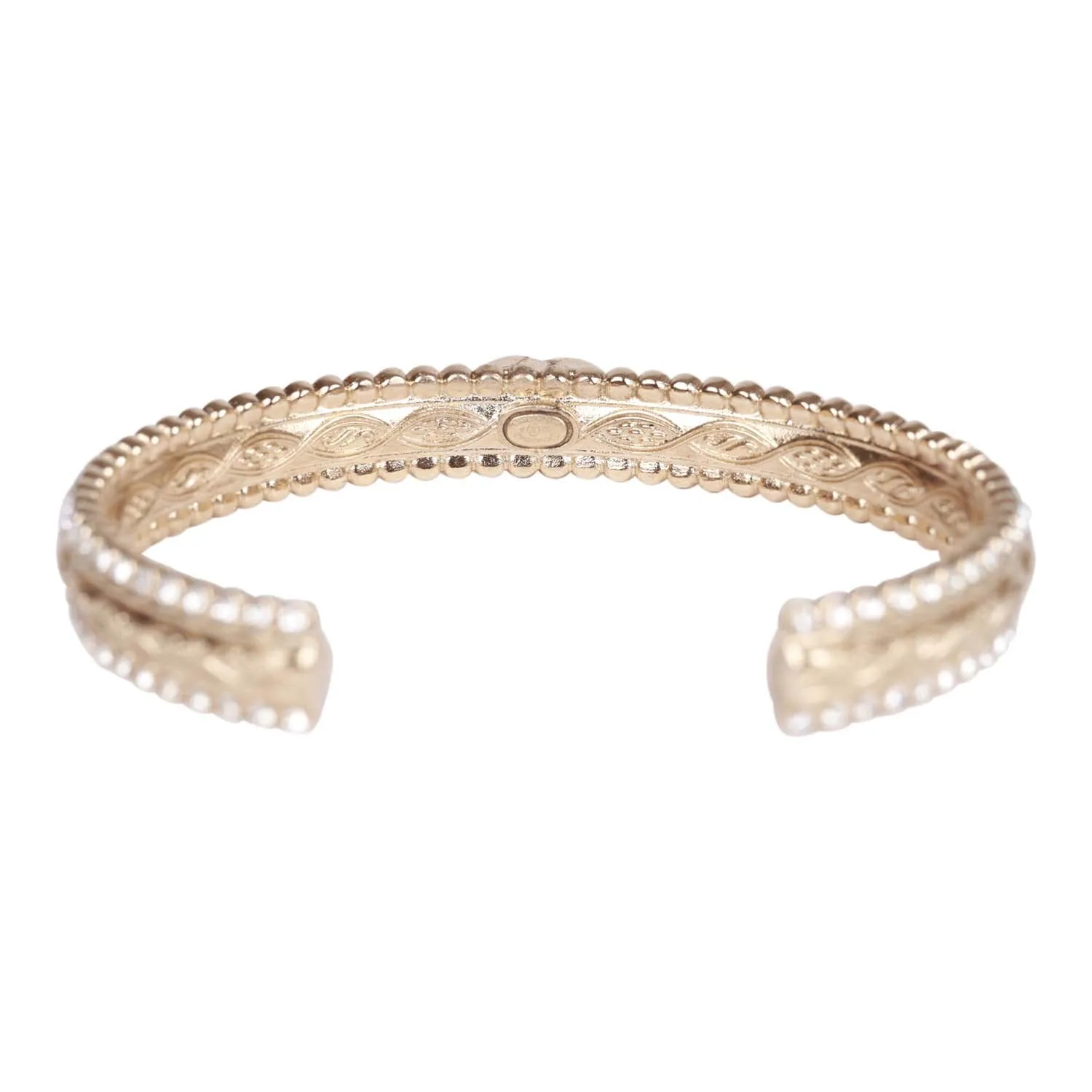 Chanel Crystal Manchette CC Gold Cuff Bracelet