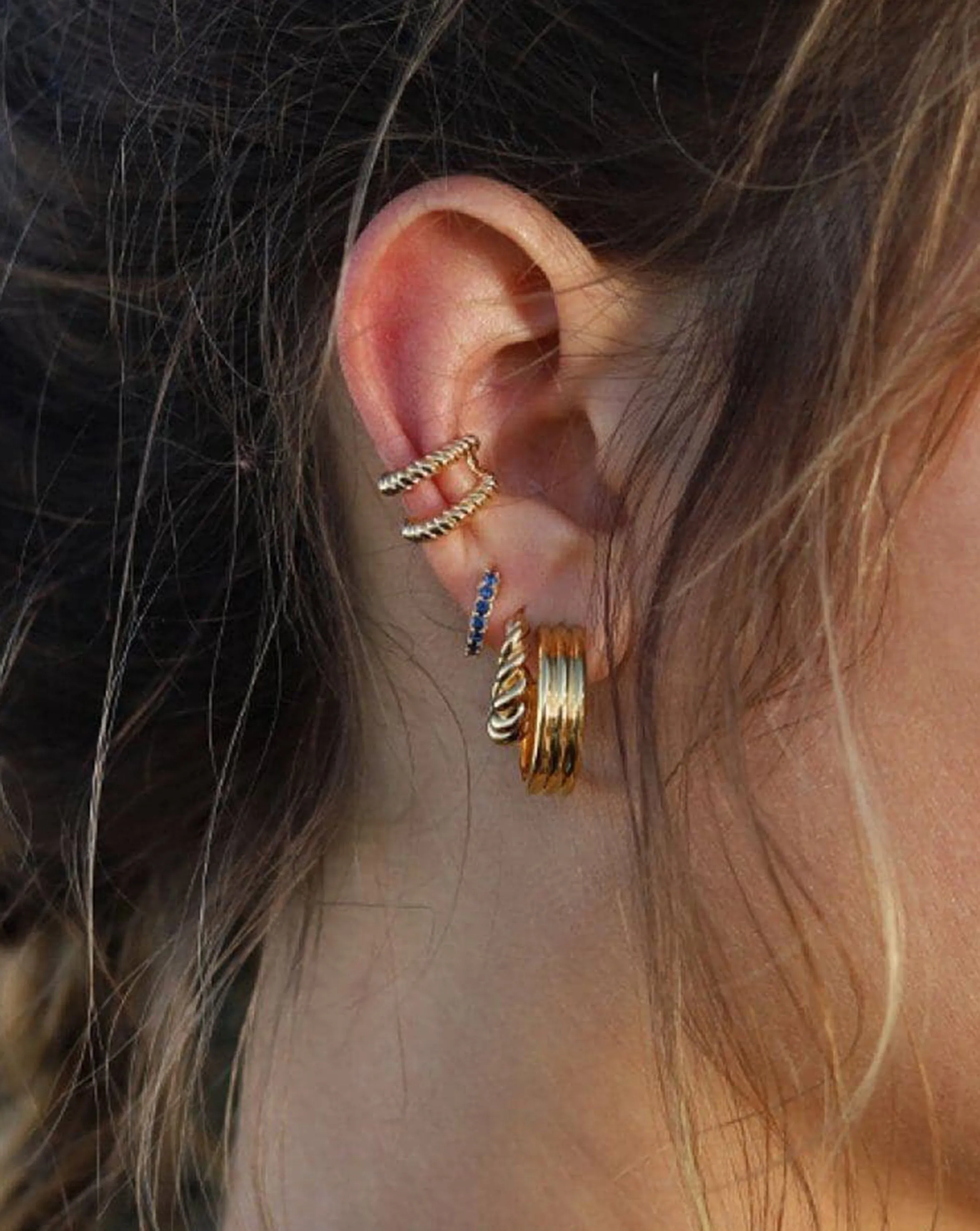 Classic Stone Huggies | 18ct Gold Vermeil/Blue Zirconia