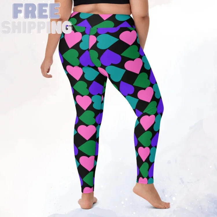 Covered in hearts black comfy high waist matching Leggings