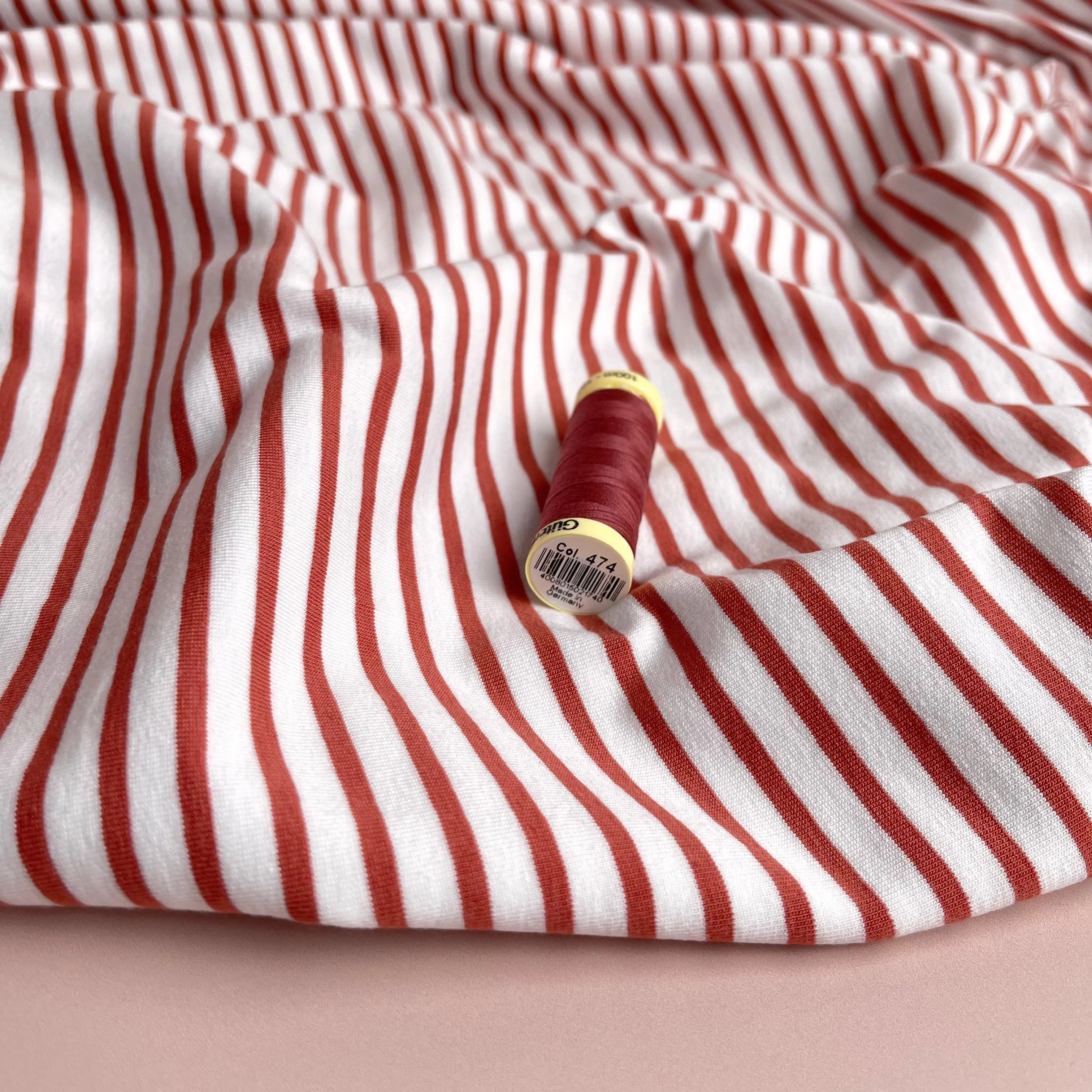 Deadstock Yarn Dyed Aragon Brown Stripes Cotton Jersey