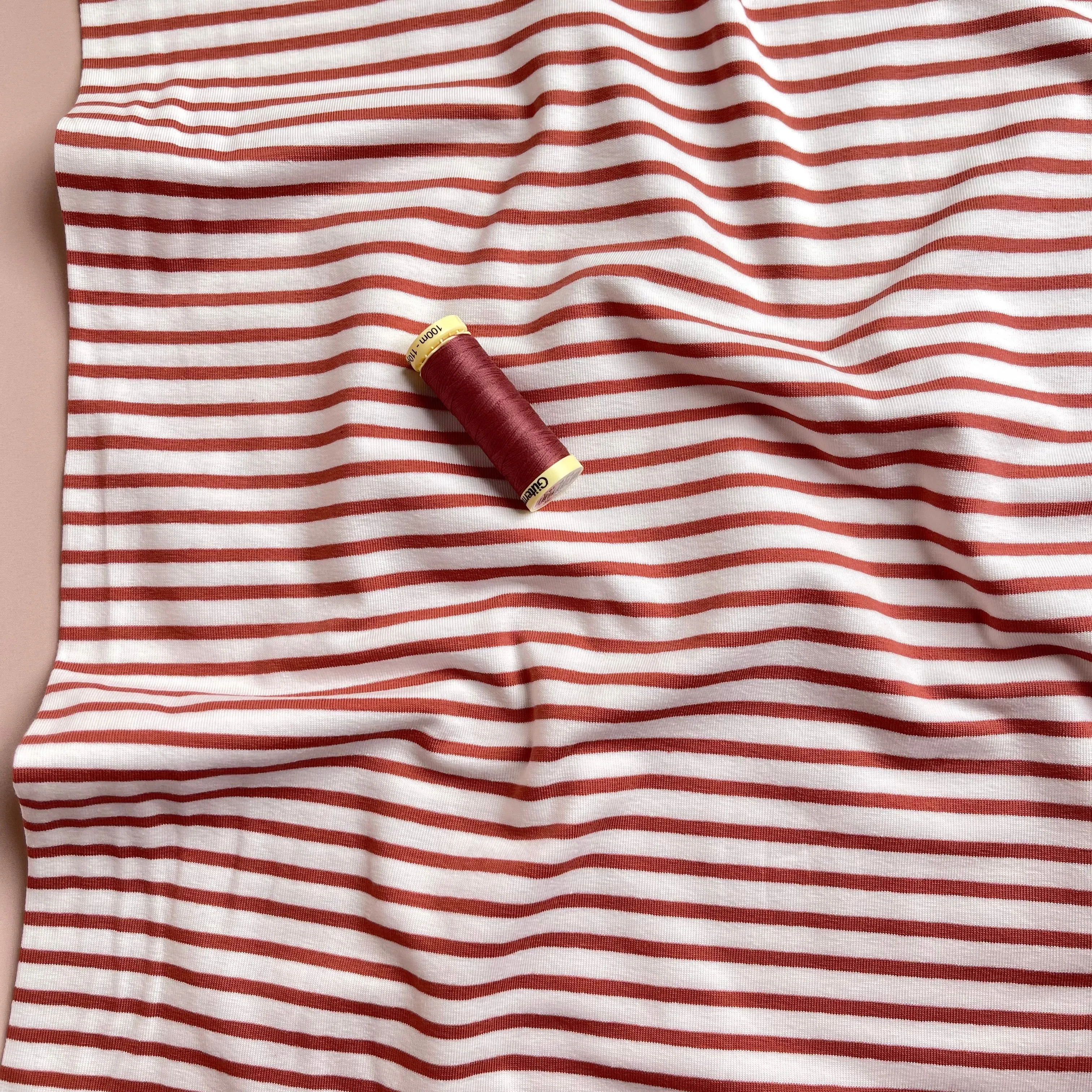 Deadstock Yarn Dyed Aragon Brown Stripes Cotton Jersey