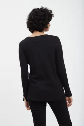 FDJ 1342161 Notched Long Sleeve Top