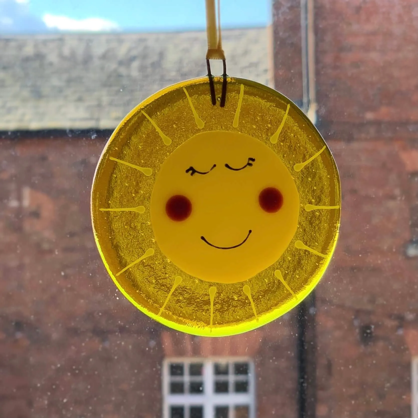 Fused Glass Hanging Sun Decoration