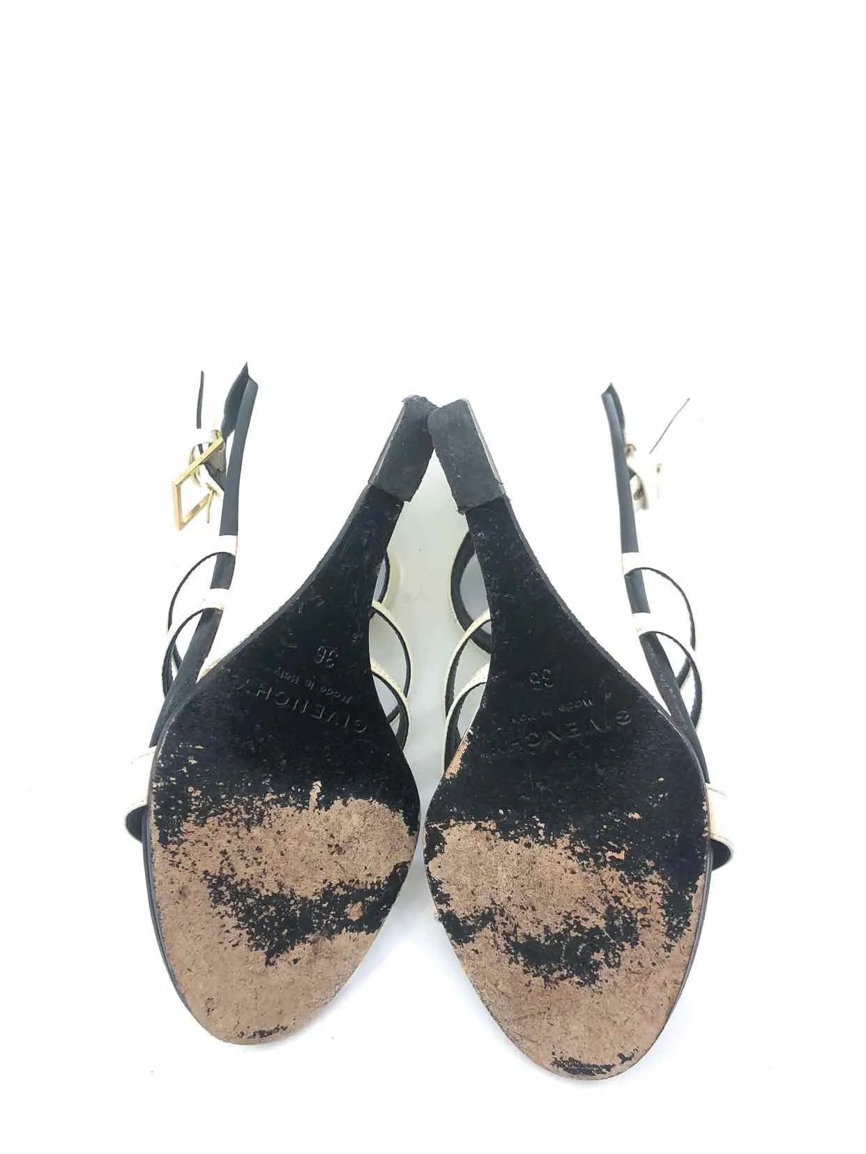 GIVENCHY Size 6 Black & White Patent Leather Solid Wedge
