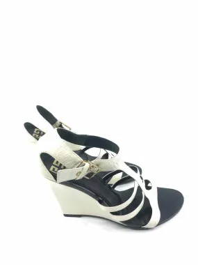 GIVENCHY Size 6 Black & White Patent Leather Solid Wedge