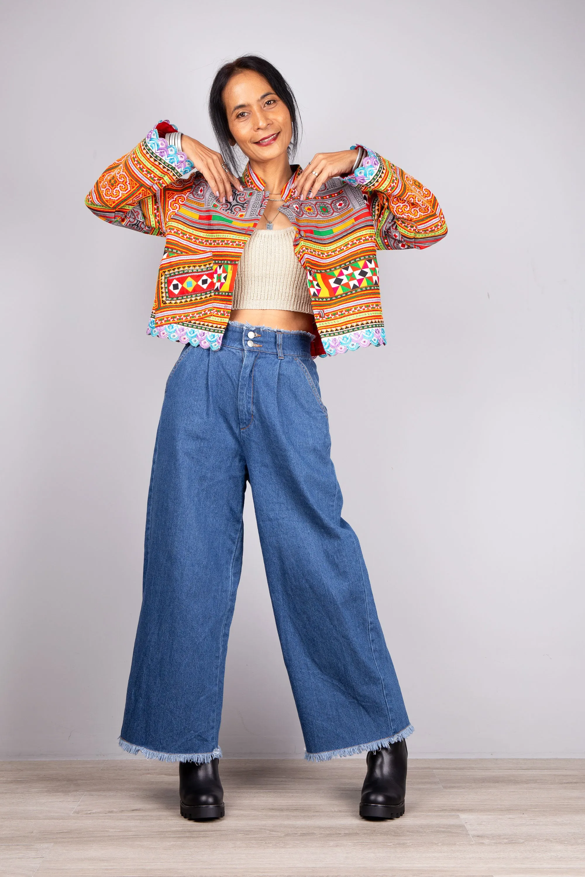 Hmong crop jacket