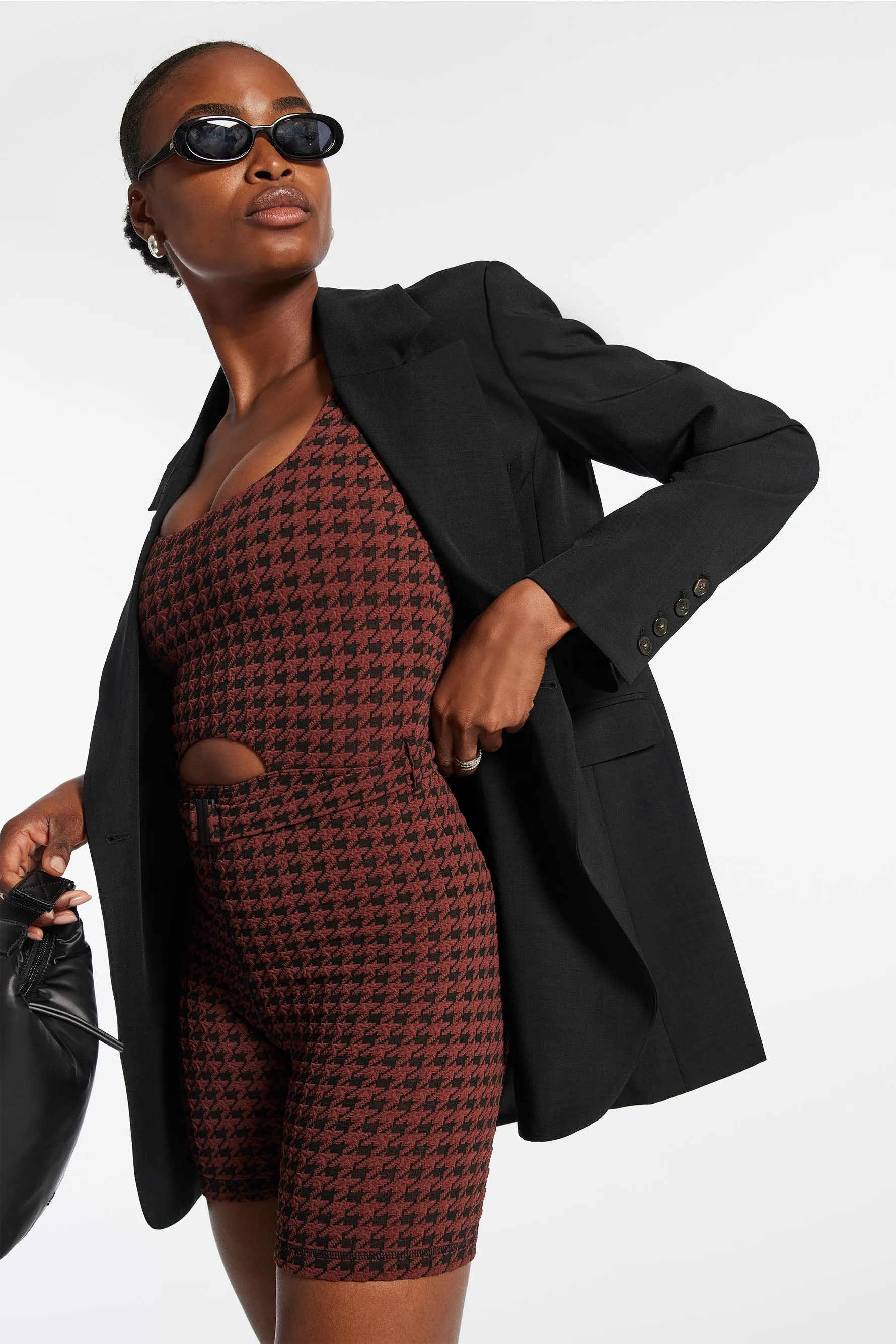 Houndstooth Kelia Onesie - Chocolate