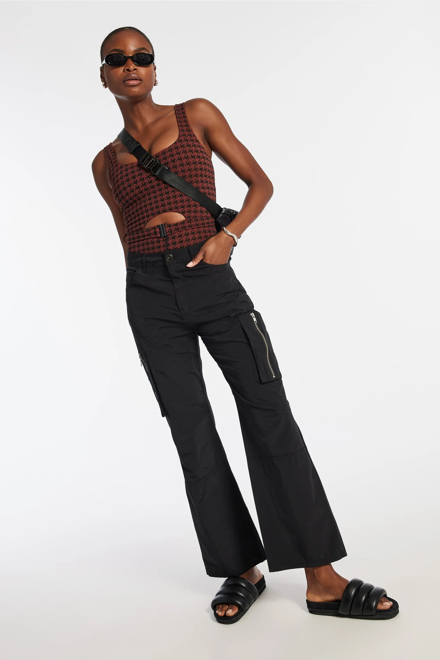 Houndstooth Kelia Onesie - Chocolate