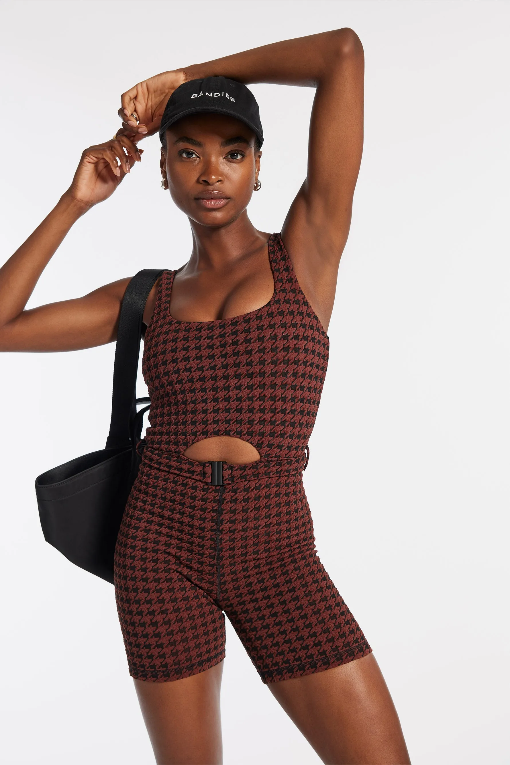 Houndstooth Kelia Onesie - Chocolate