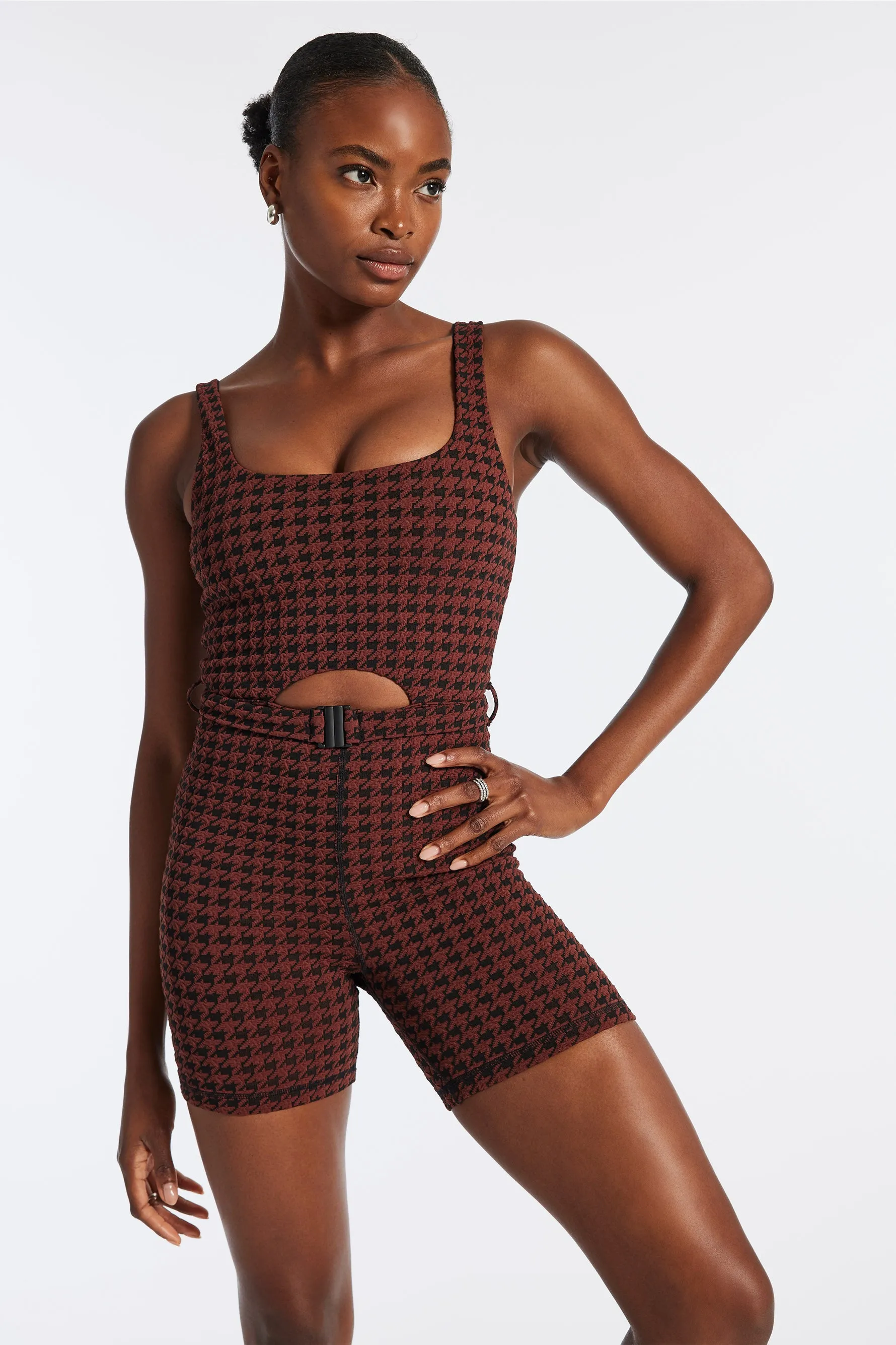 Houndstooth Kelia Onesie - Chocolate