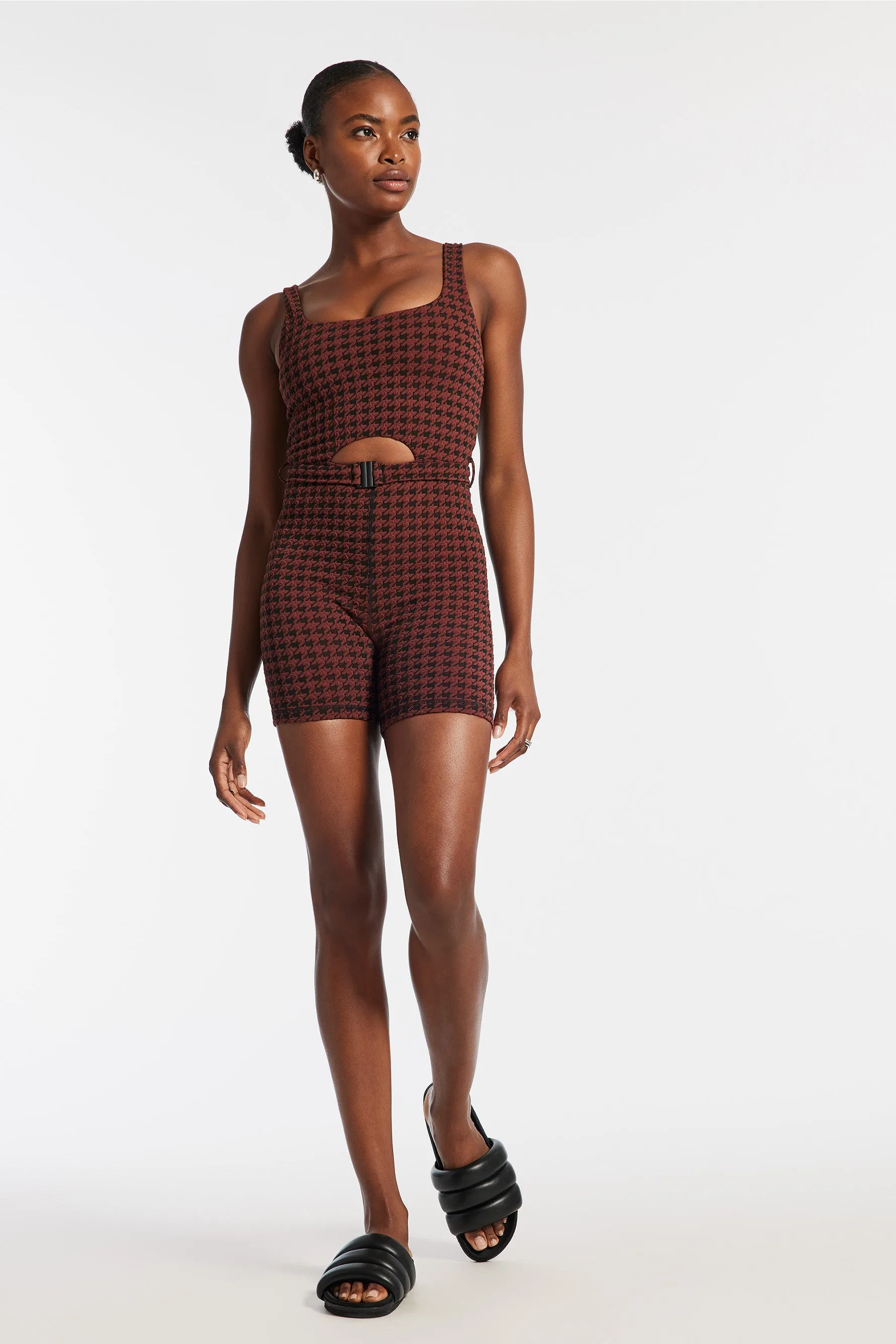 Houndstooth Kelia Onesie - Chocolate