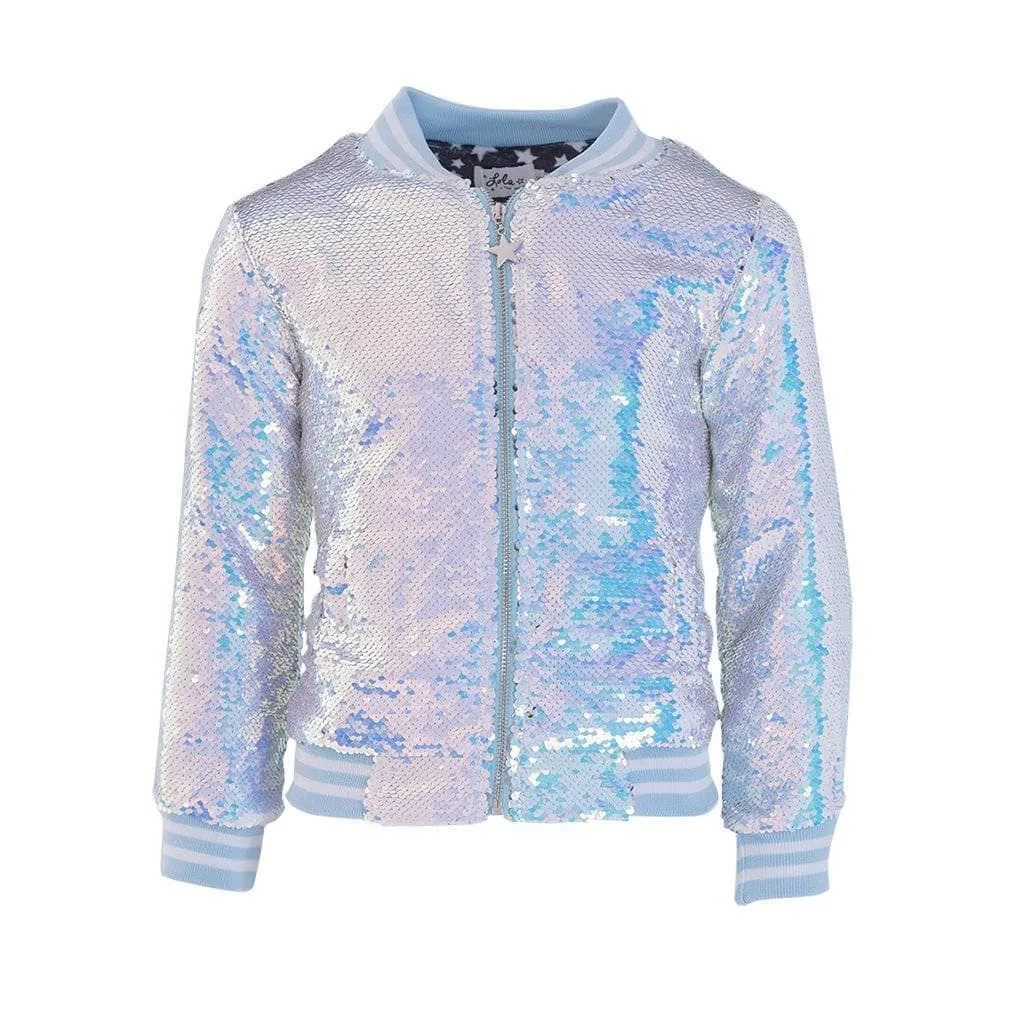 Iridescent Angel Sequin Flip Bomber