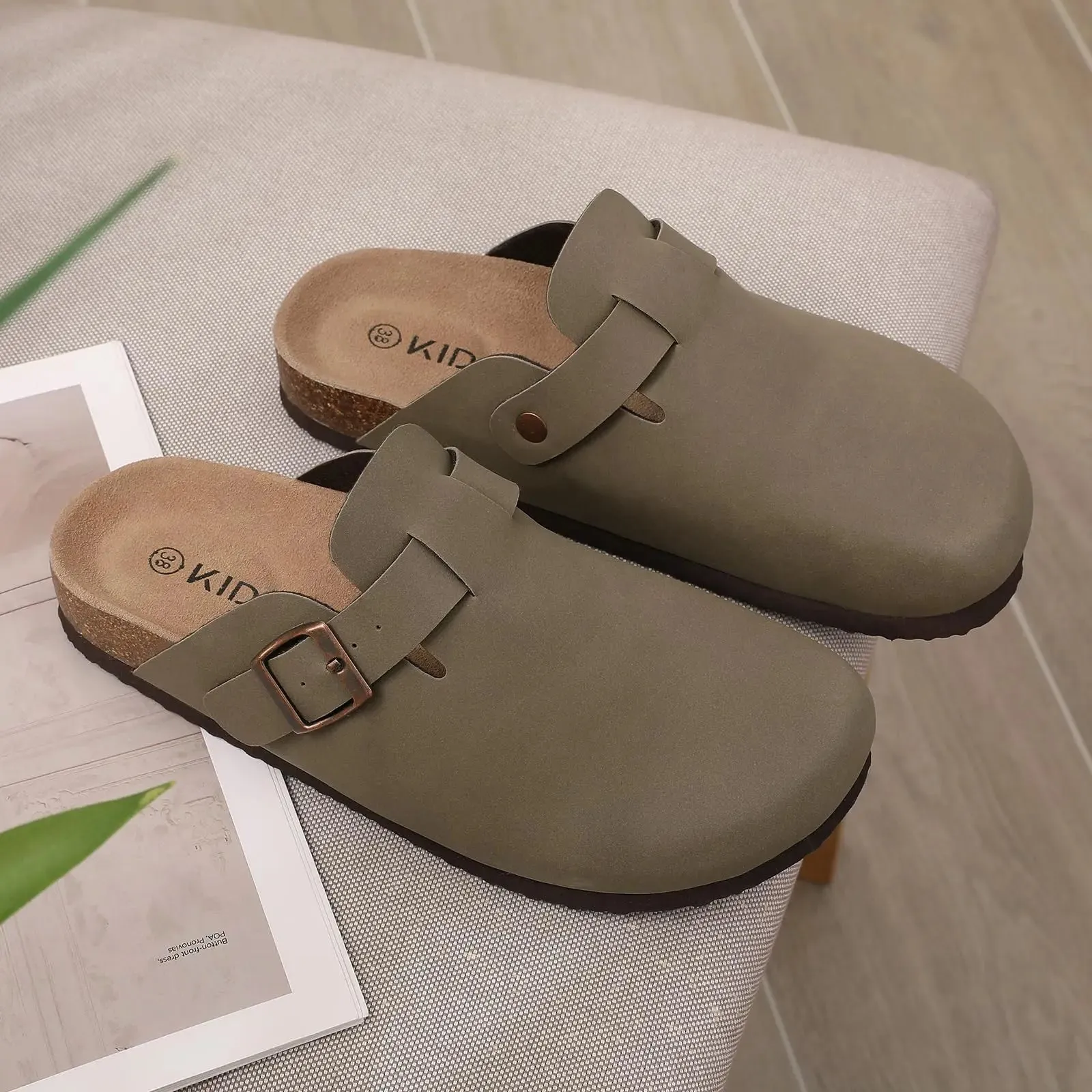 Litfun Classic Cork Clogs For Women Men Cork Footbed Mules For Men Comfort Beach Slippers Slip-on Potato Shoes Evening Sandals