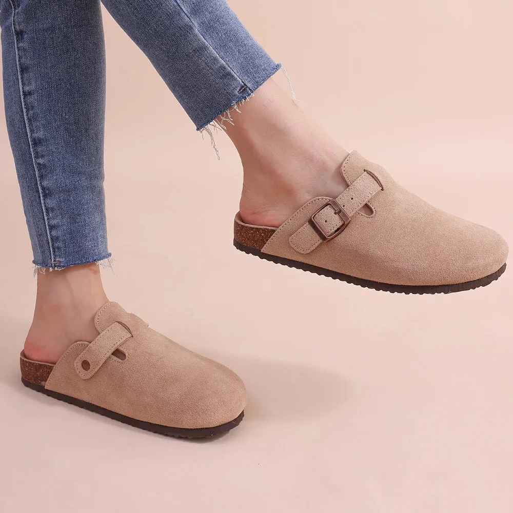 Litfun Classic Cork Clogs For Women Men Cork Footbed Mules For Men Comfort Beach Slippers Slip-on Potato Shoes Evening Sandals