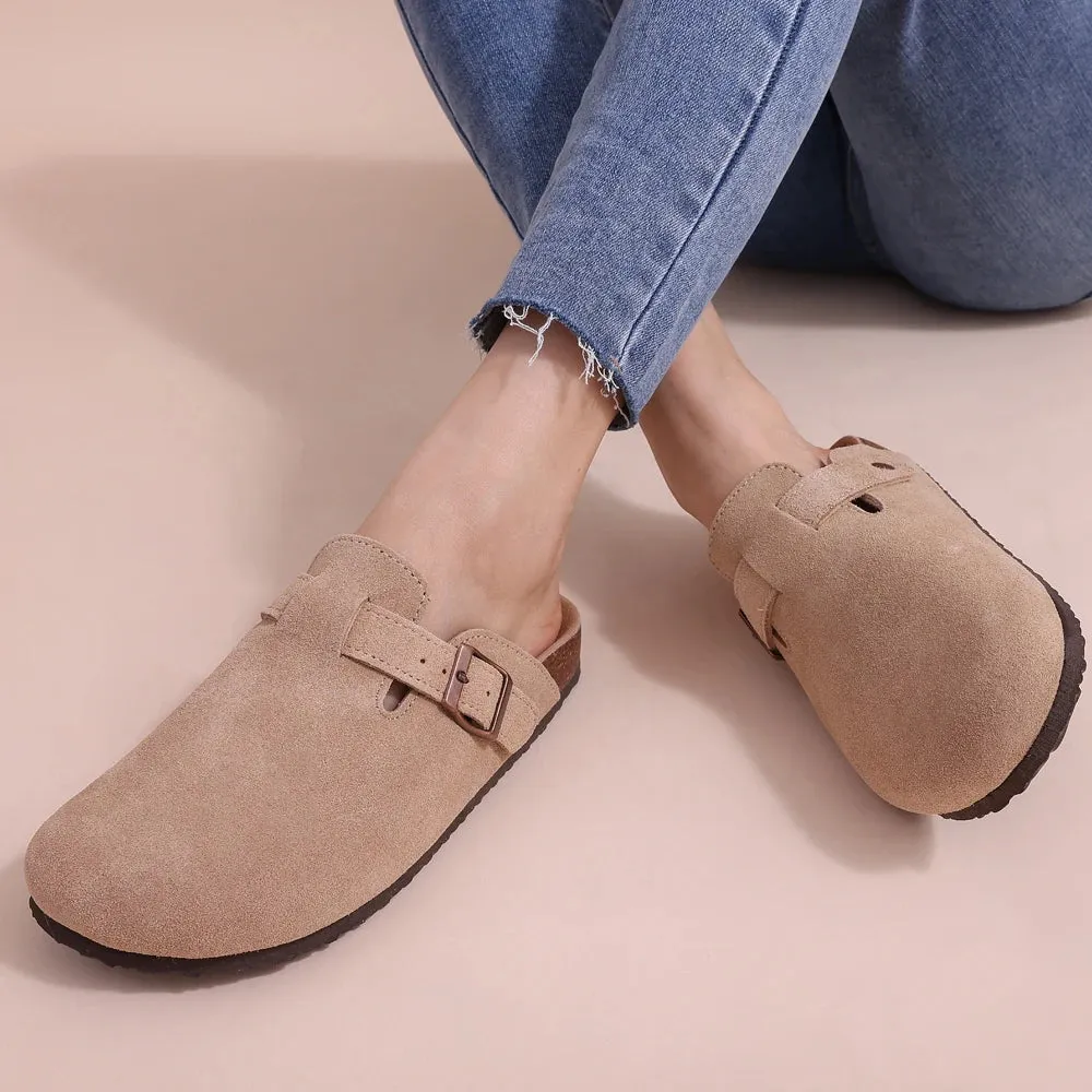 Litfun Classic Cork Clogs For Women Men Cork Footbed Mules For Men Comfort Beach Slippers Slip-on Potato Shoes Evening Sandals