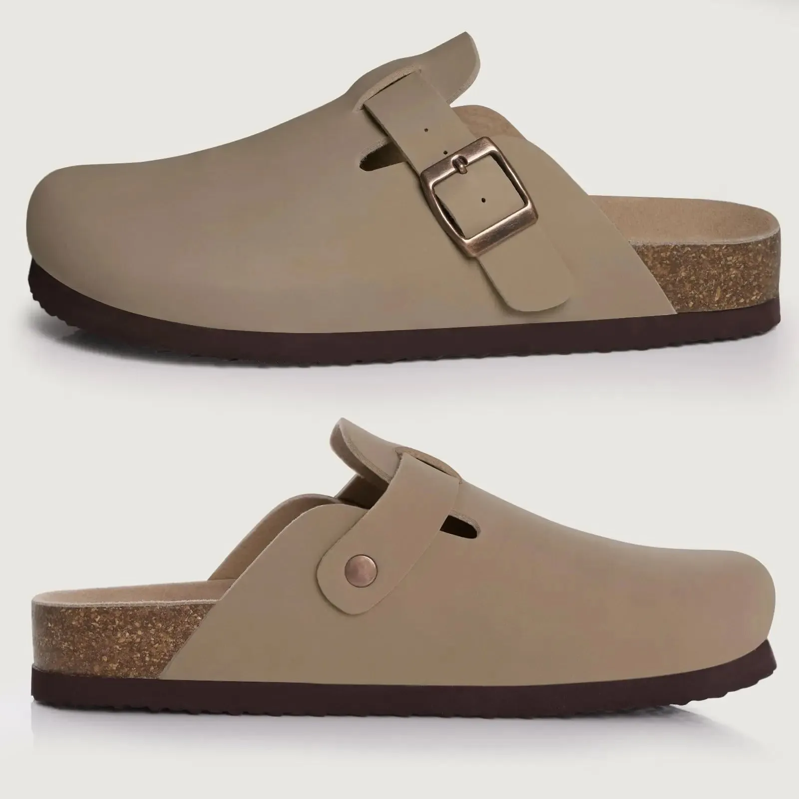 Litfun Classic Cork Clogs For Women Men Cork Footbed Mules For Men Comfort Beach Slippers Slip-on Potato Shoes Evening Sandals