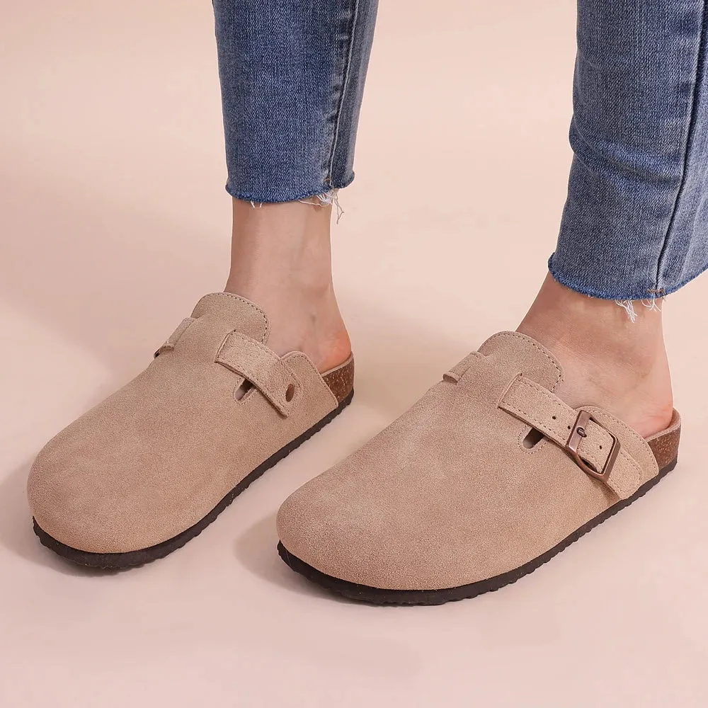Litfun Classic Cork Clogs For Women Men Cork Footbed Mules For Men Comfort Beach Slippers Slip-on Potato Shoes Evening Sandals