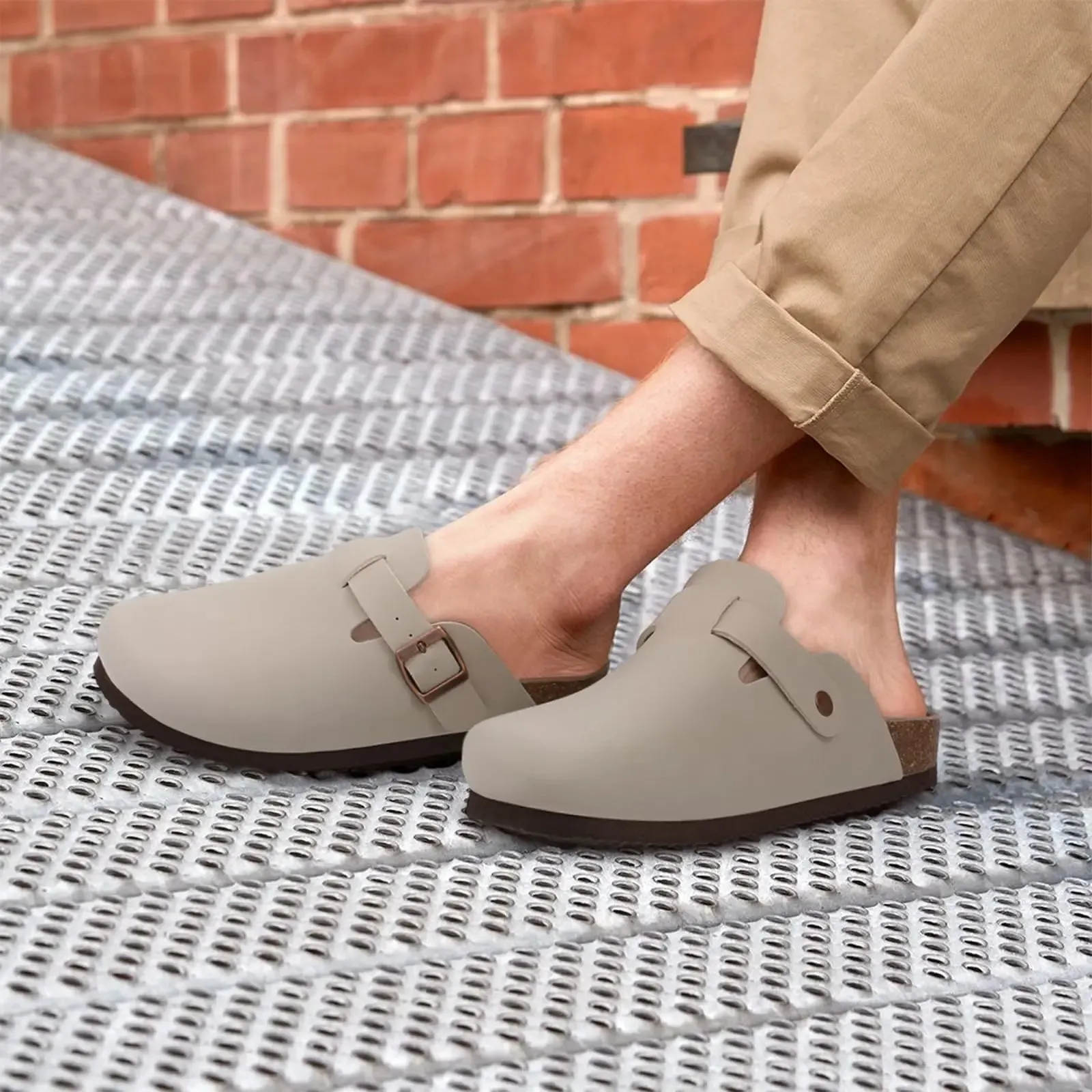 Litfun Classic Cork Clogs For Women Men Cork Footbed Mules For Men Comfort Beach Slippers Slip-on Potato Shoes Evening Sandals