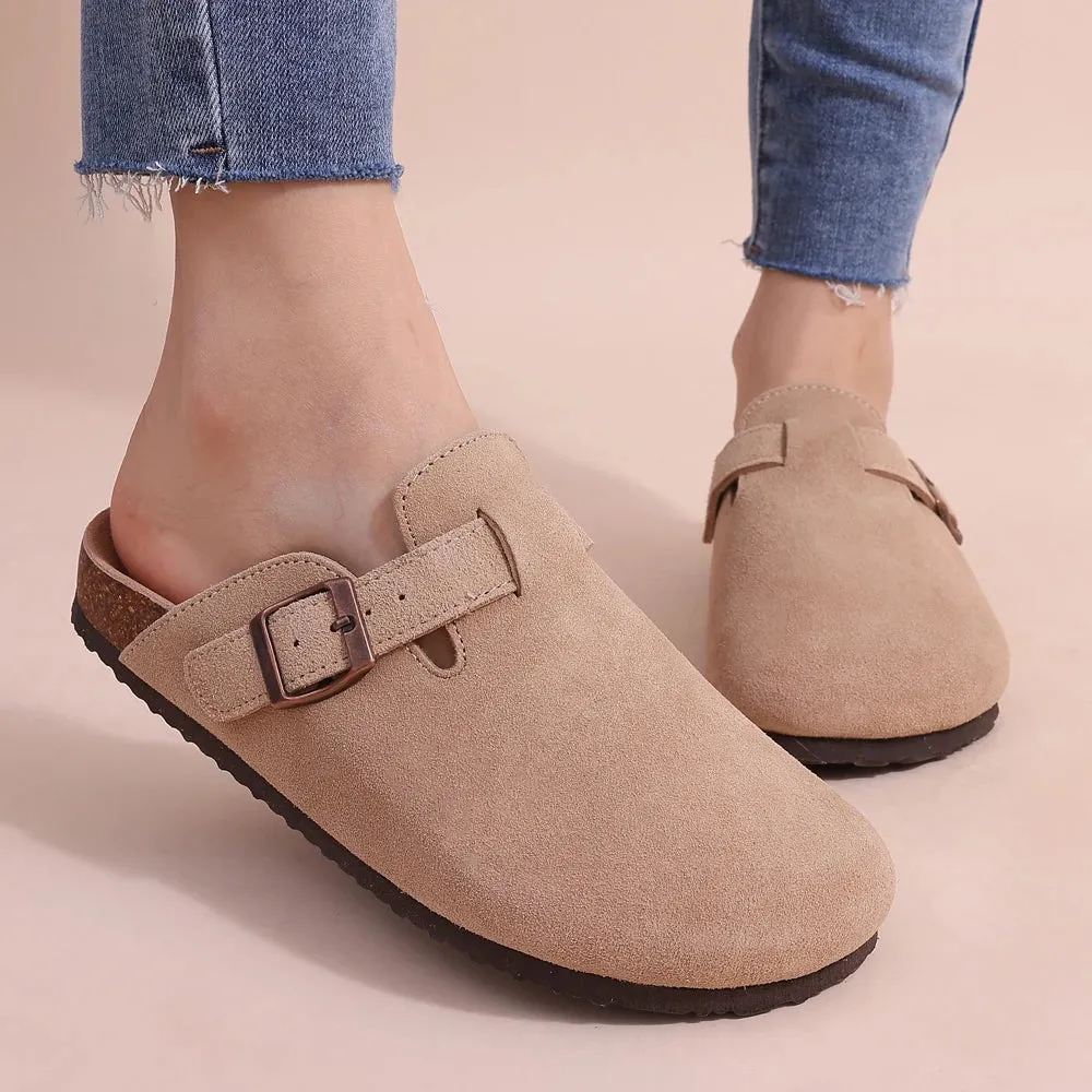 Litfun Classic Cork Clogs For Women Men Cork Footbed Mules For Men Comfort Beach Slippers Slip-on Potato Shoes Evening Sandals