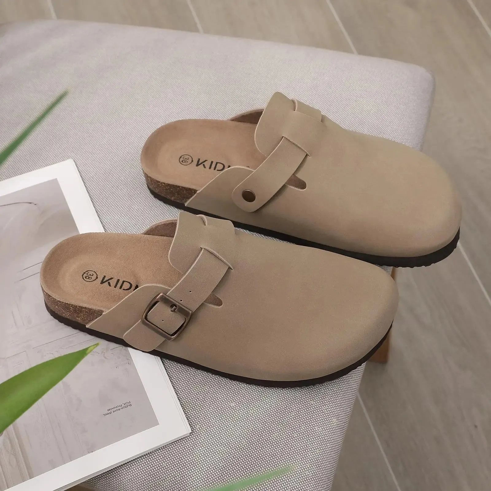 Litfun Classic Cork Clogs For Women Men Cork Footbed Mules For Men Comfort Beach Slippers Slip-on Potato Shoes Evening Sandals