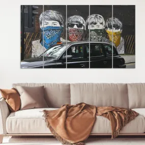 London travel poster, graffiti wall art canvas paintings, trendy wall art, street art print, graffiti poster, modern multi panel wall art