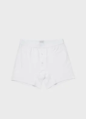 Men's Superfine Cotton Two-Button Boxer Briefs in White