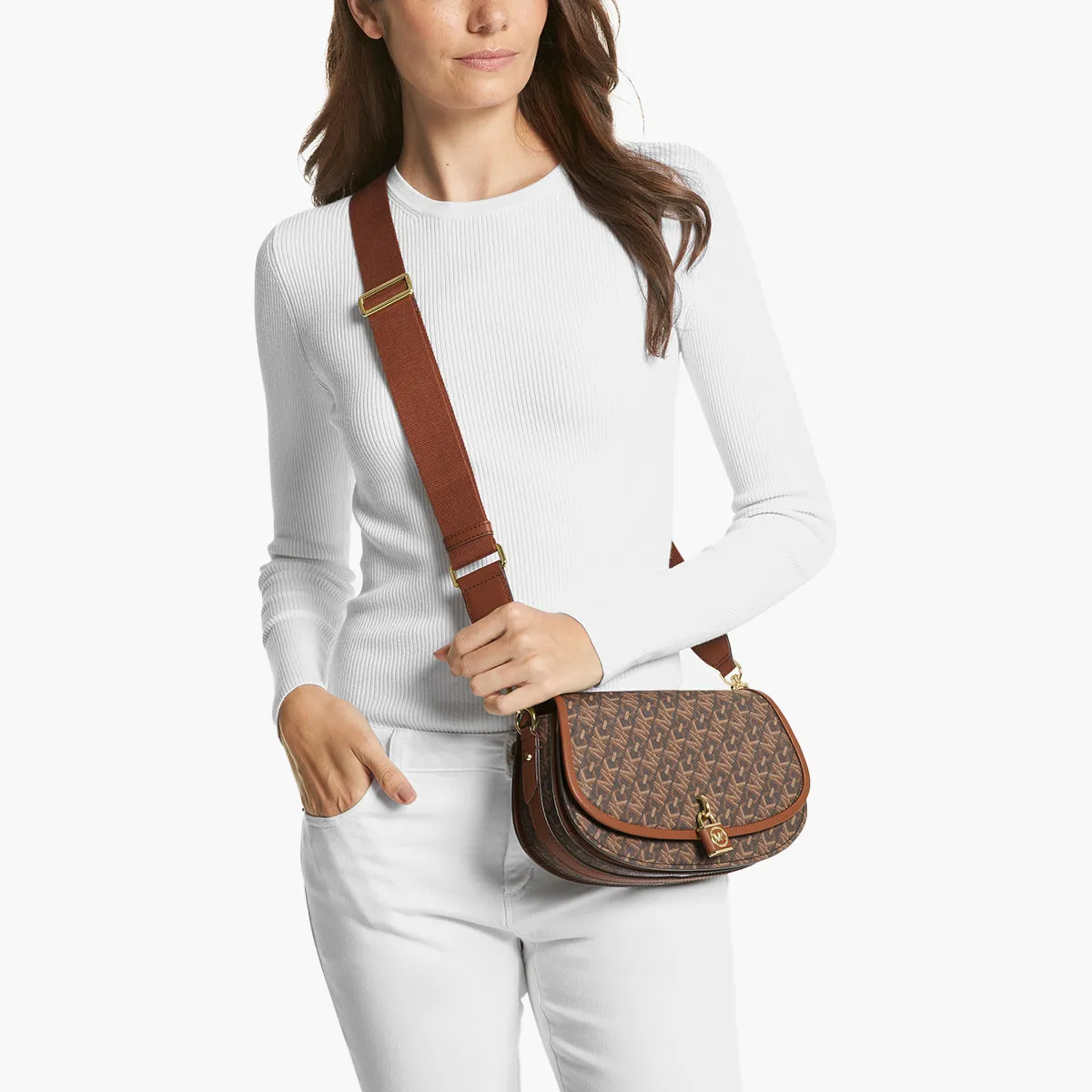 Mila Medium Empire Signature Logo Messenger Bag