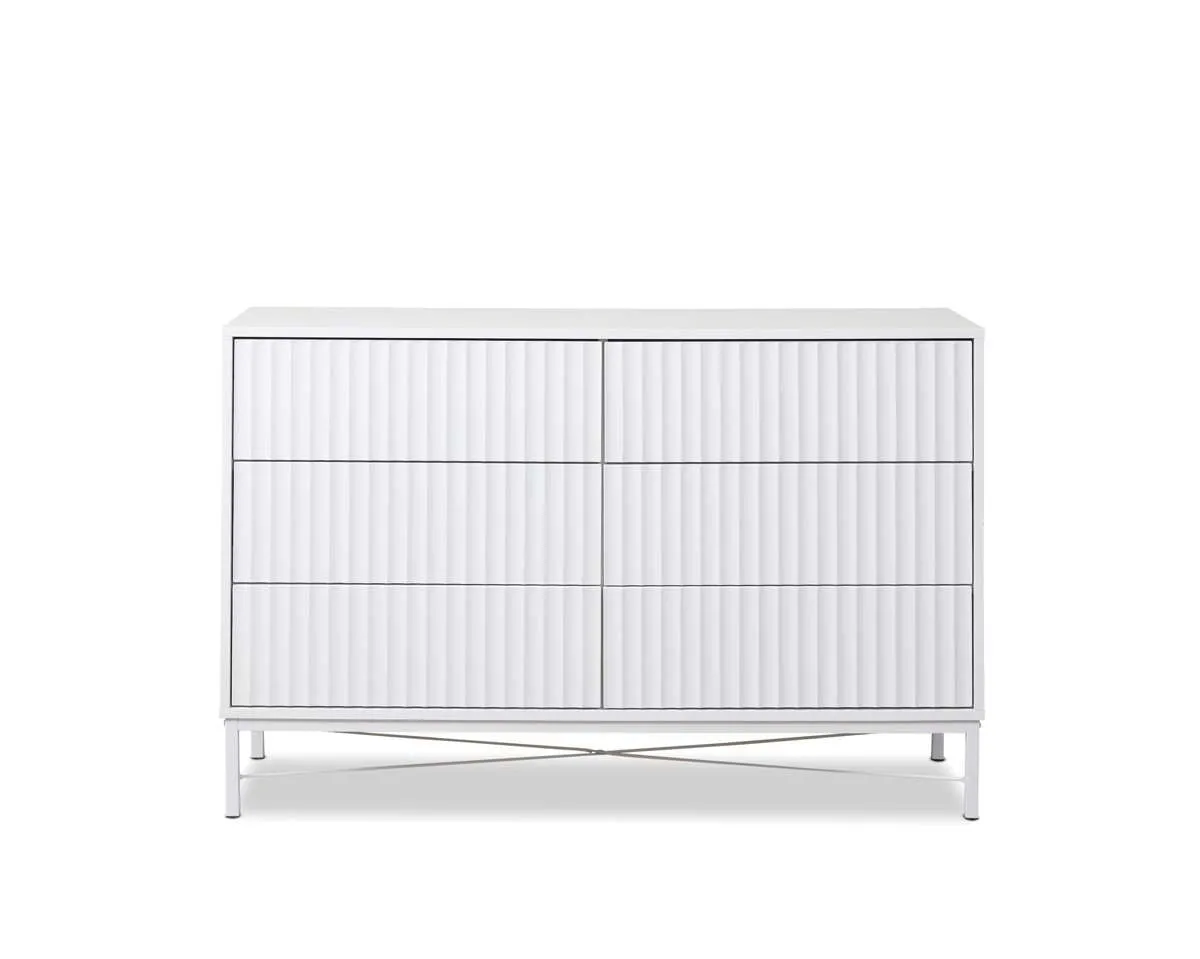 Nyla Six Drawer - White