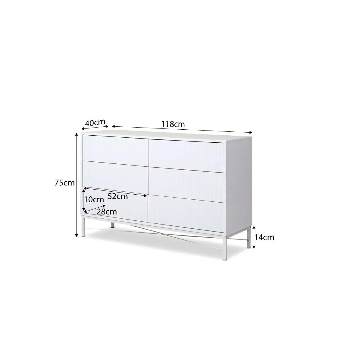 Nyla Six Drawer - White