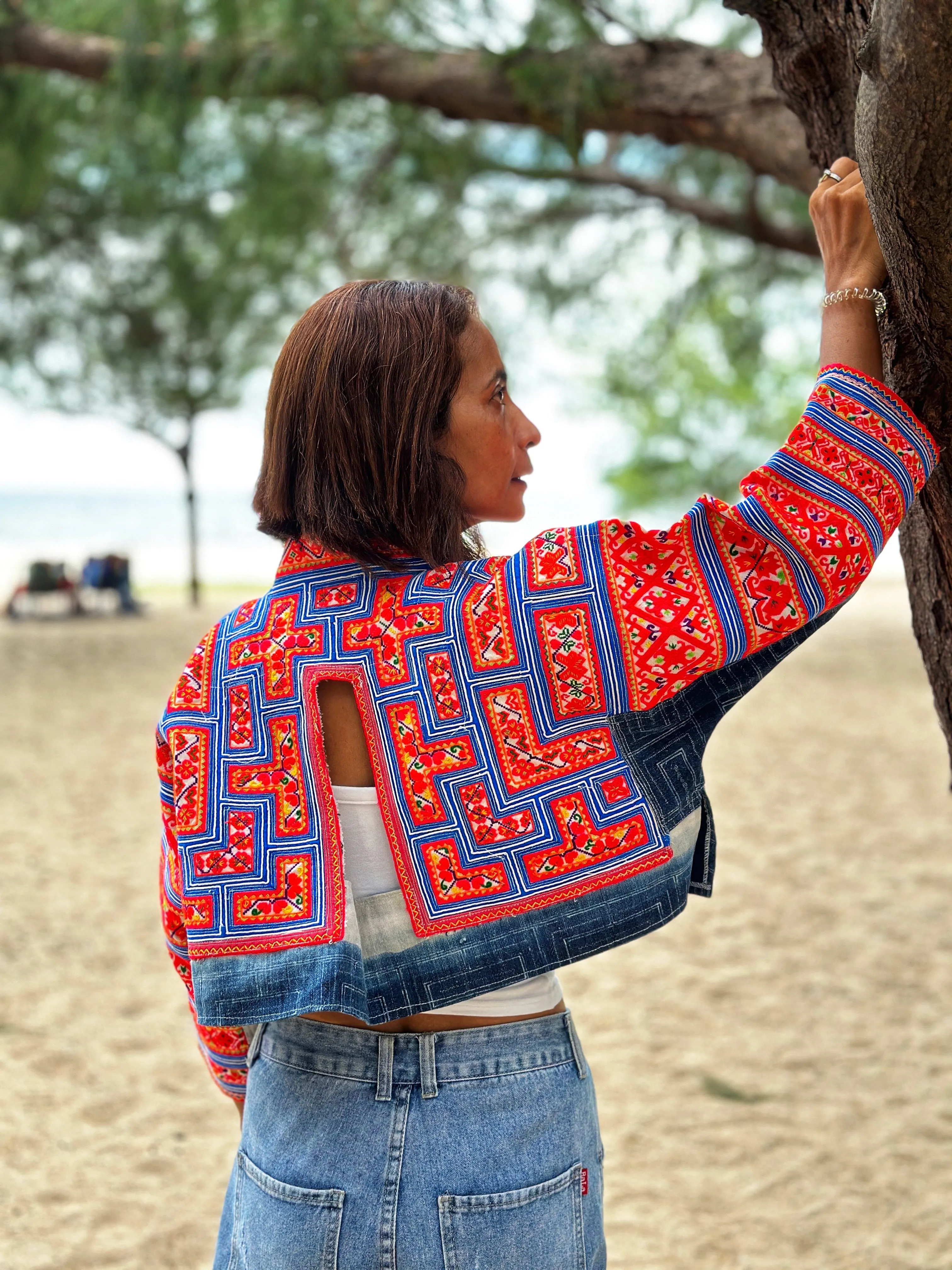 Pink crop jacket top