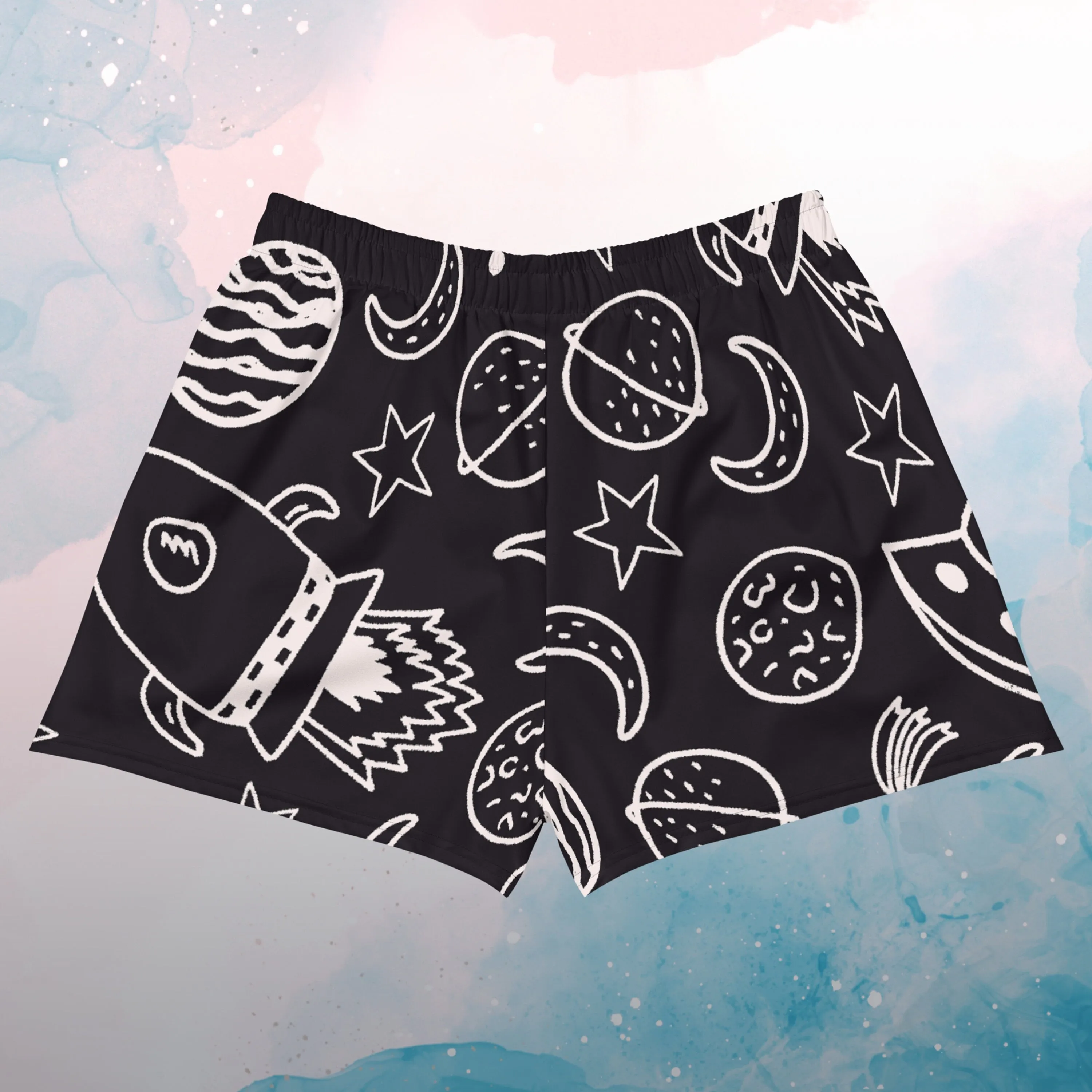 Rocket Ships and Planets Womens Recycled Athletic or Swim Shorts