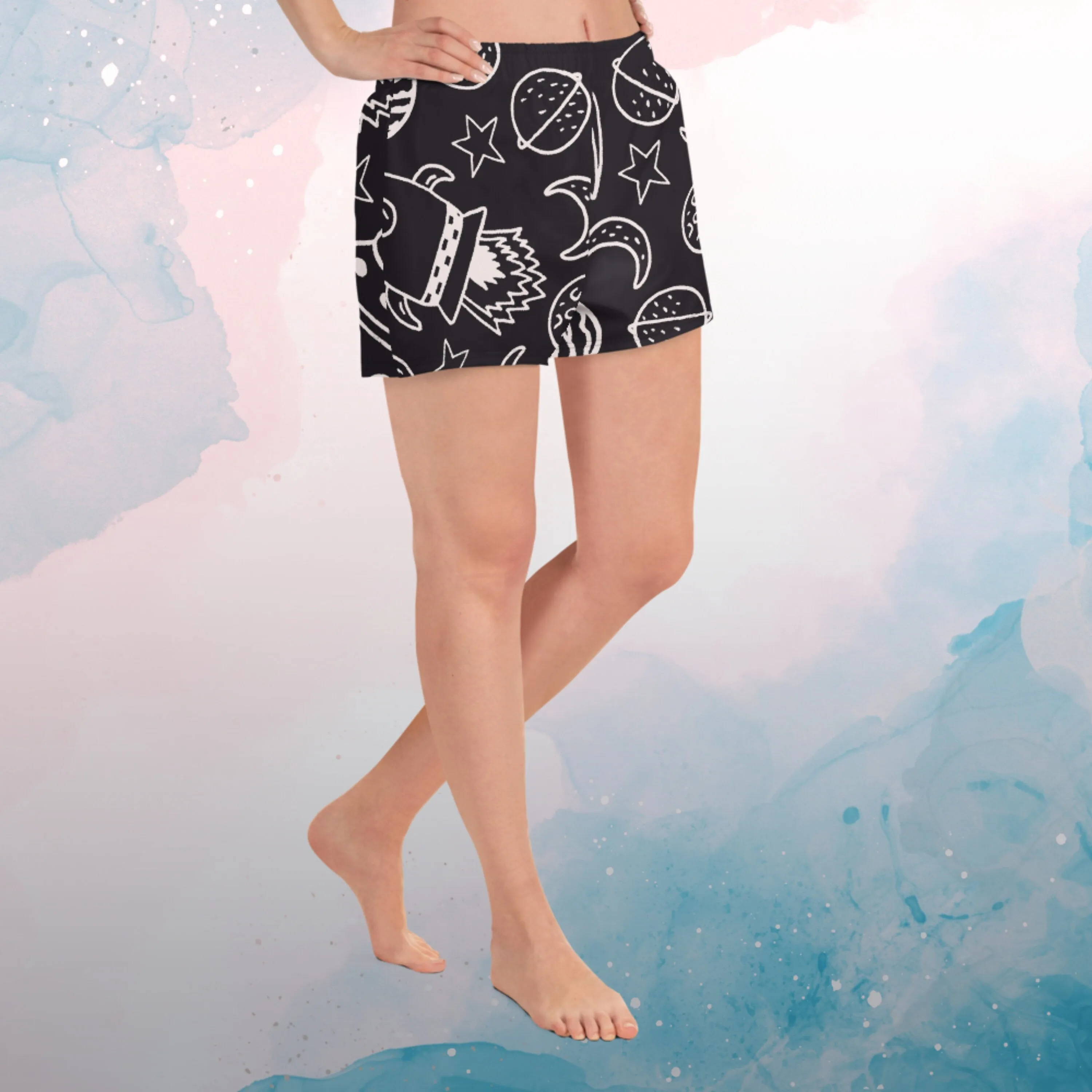 Rocket Ships and Planets Womens Recycled Athletic or Swim Shorts