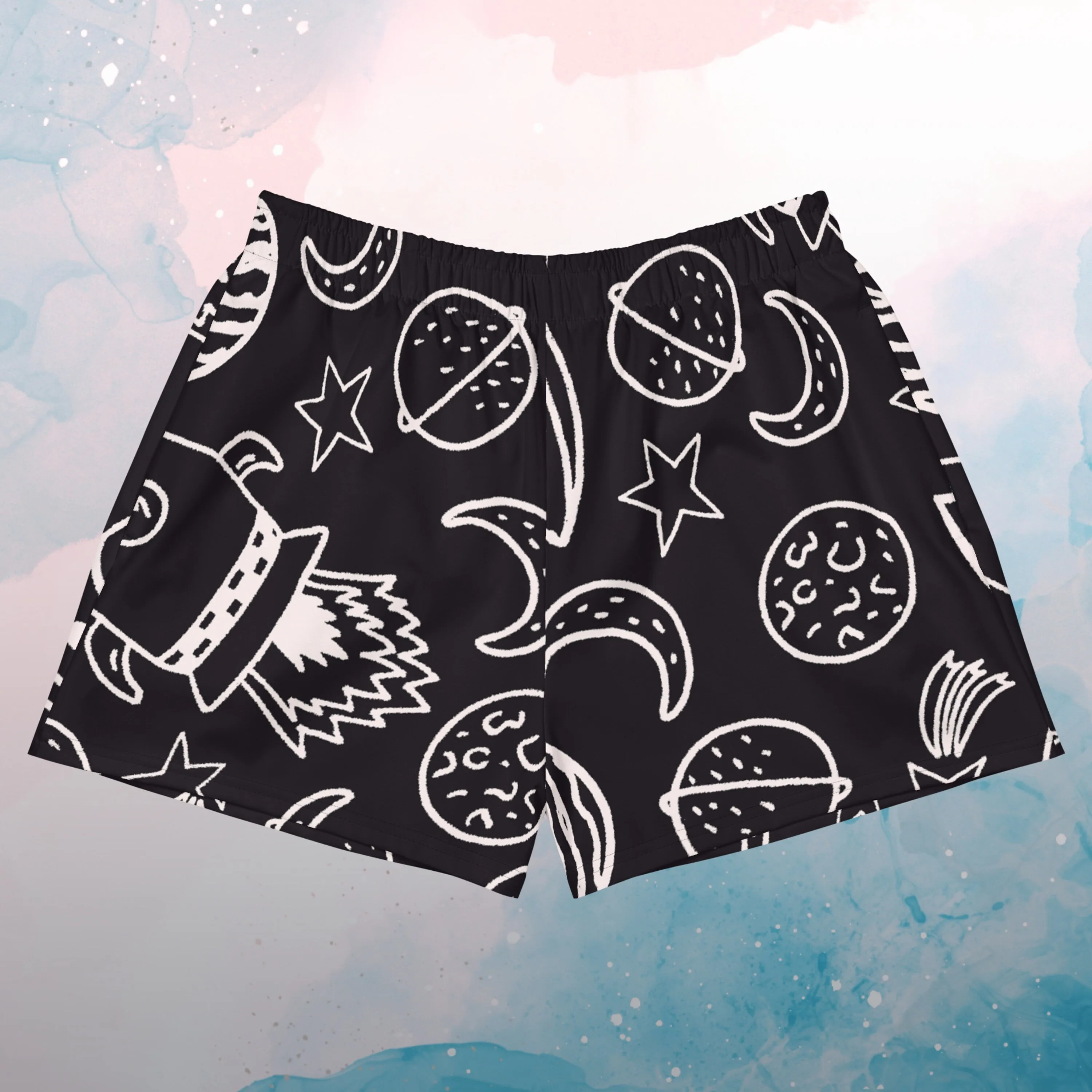 Rocket Ships and Planets Womens Recycled Athletic or Swim Shorts
