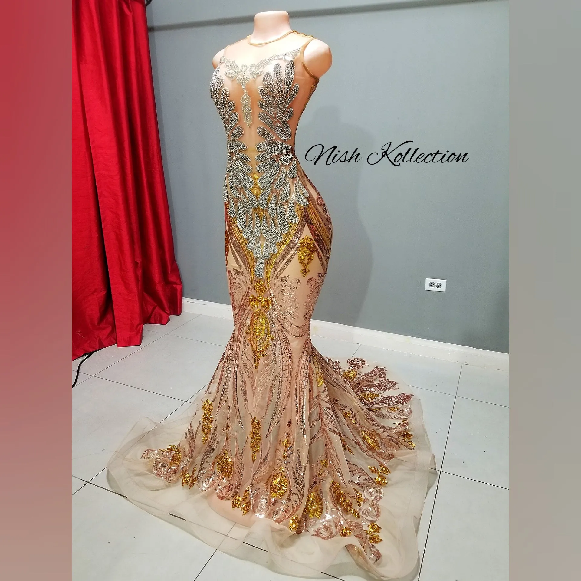 Silver Gigi Amani Rhinestone Multicolored Sequin Gown