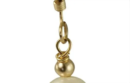 Single Ivory Freshwater Pearl with Solid 9ct Gold Bead Hook Earrings