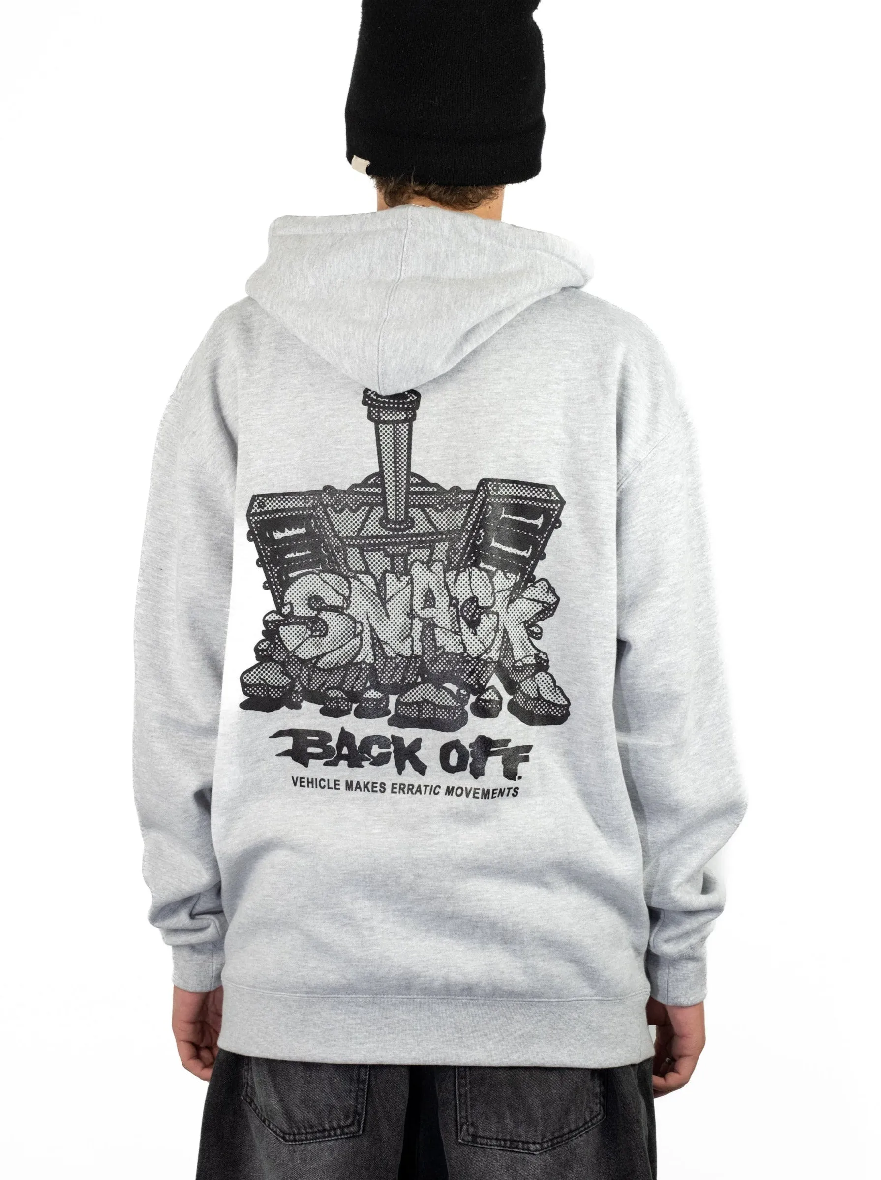Snack Skateboards - ’back Off’ Heavweight 10 Oz Cotton Hoodie - Heather Grey